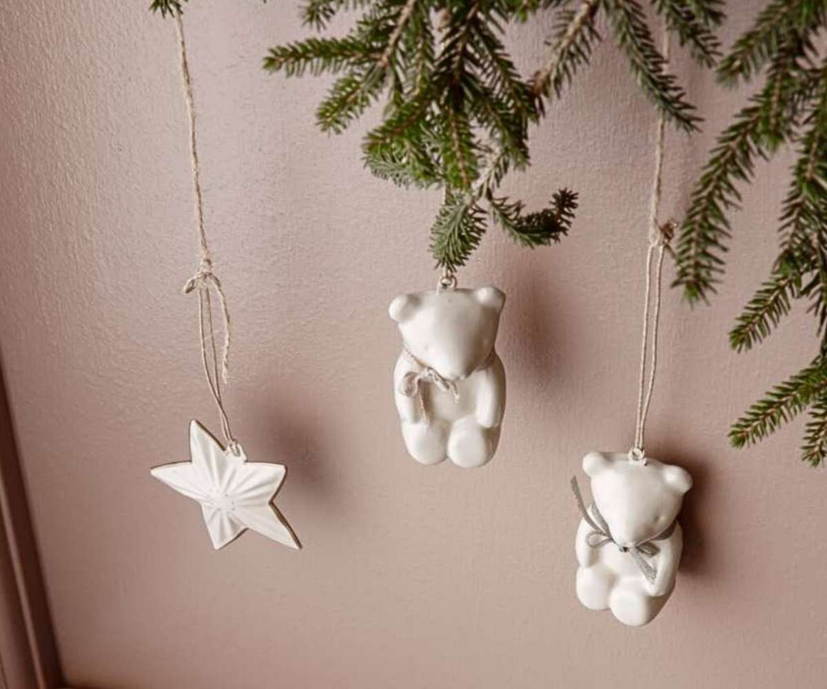 Maileg Metal Ornament Teddy Bear Rose Bow