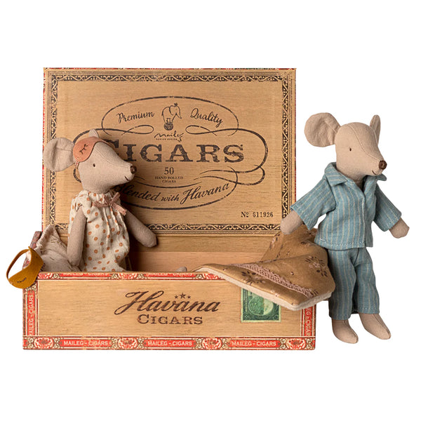 Maileg Mum and Dad Toy Mice in a box