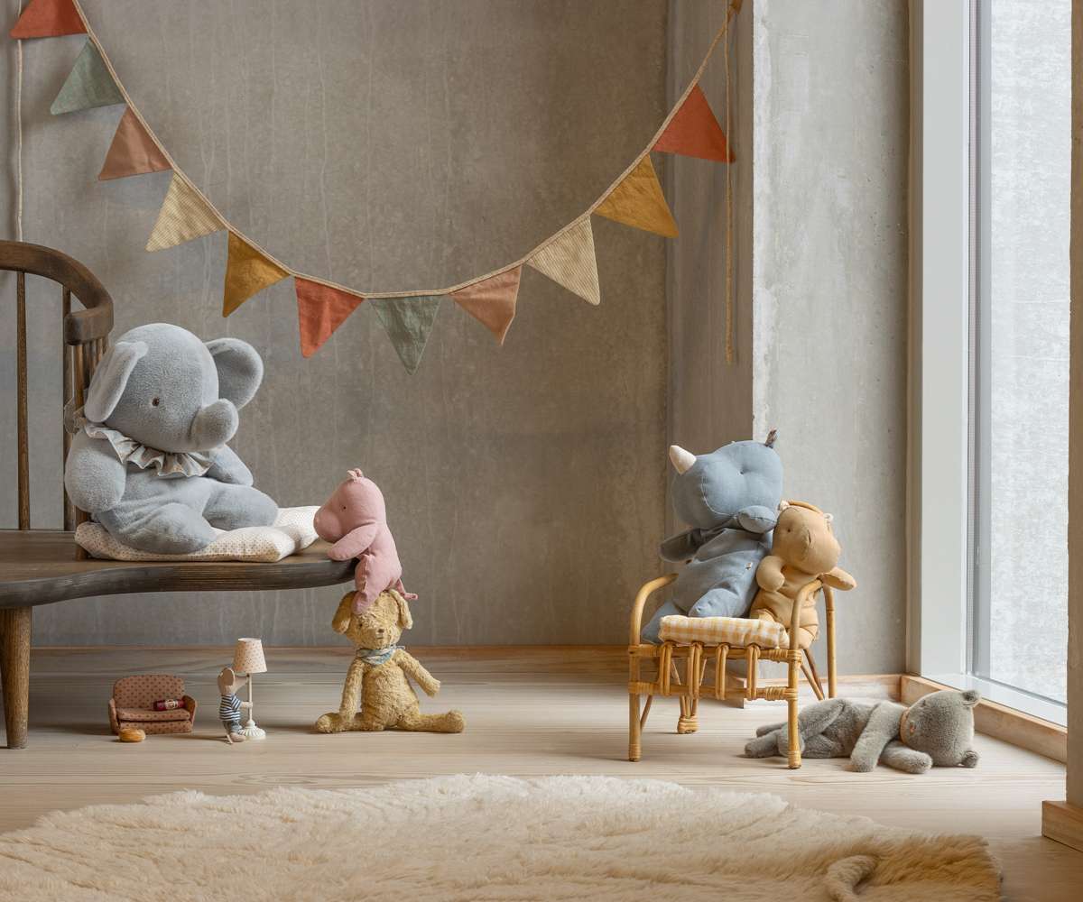 Maileg Sleeping Kitten Plush Medium Grey