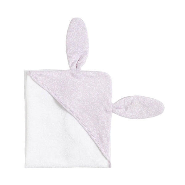 Baby comfort blanket with bunny ears and tail on a white background
