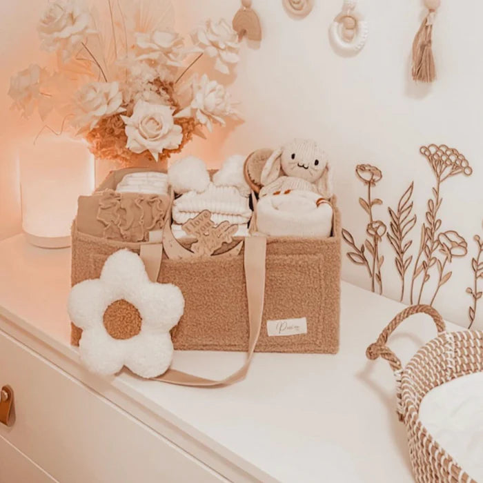 Daisy Pacifier Holder - White with Tan Inner - Millie and Rose