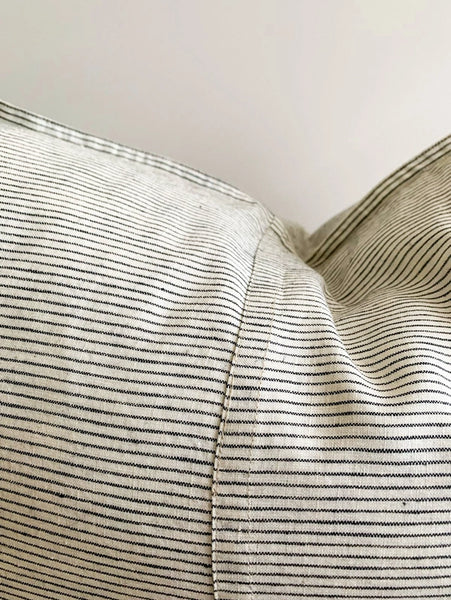 Close-up of striped fabric with a neutral color palette