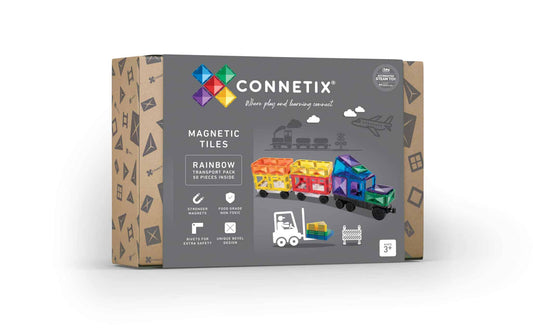 Connetix magnetic tiles Perth- Rainbow Transport Pack 50 pc