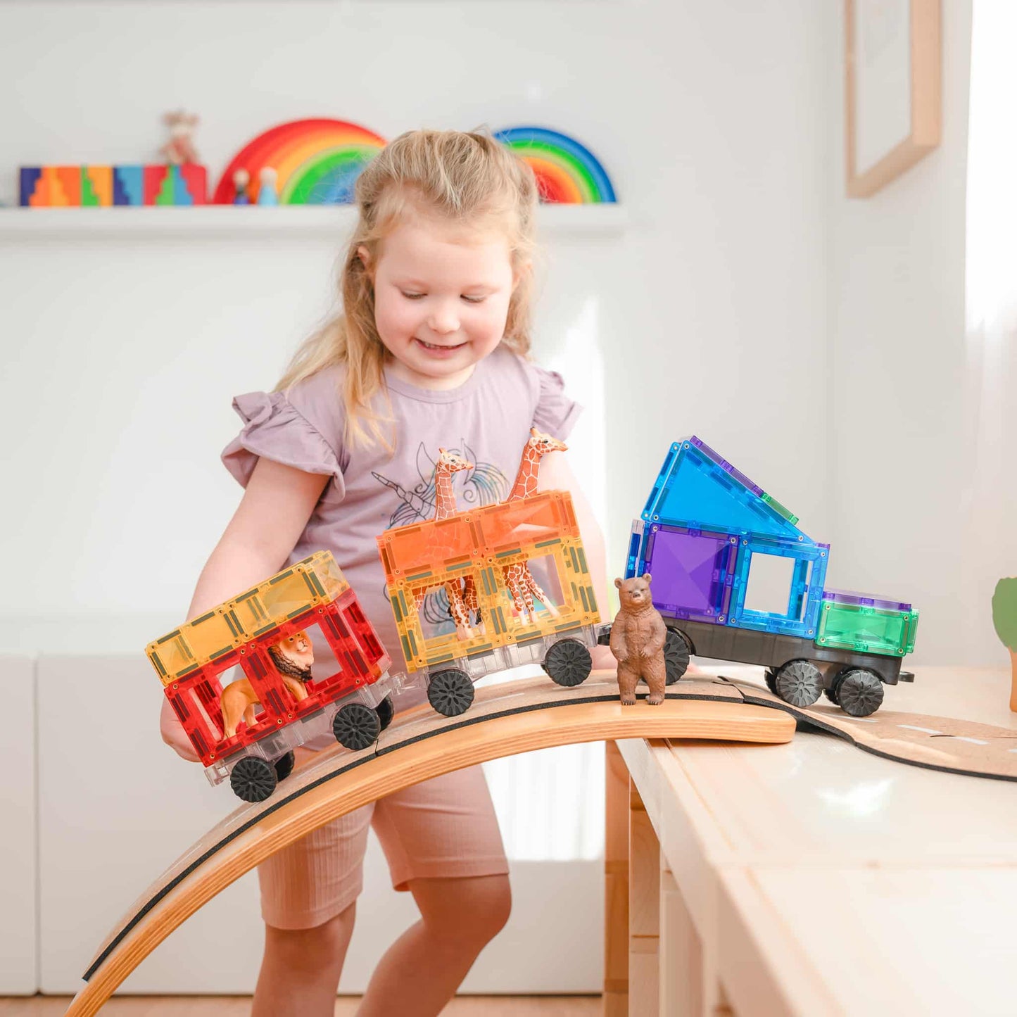 Connetix magnetic tiles Perth- Rainbow Transport Pack 50 pc