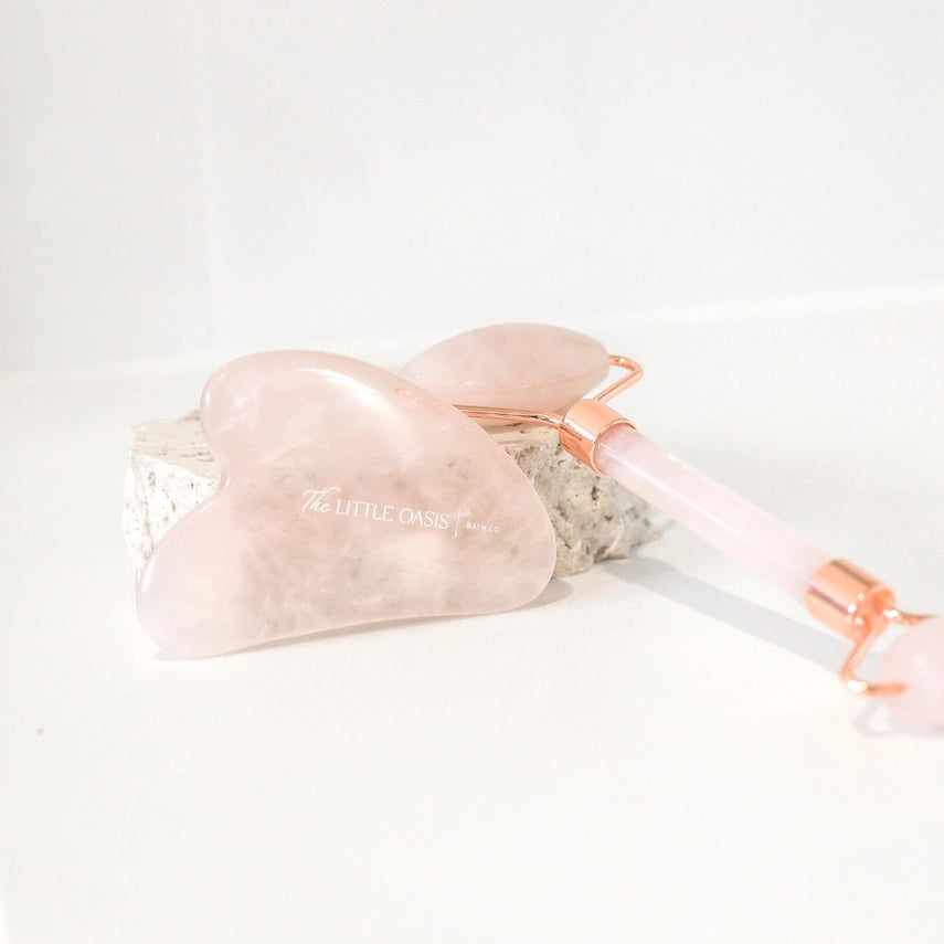 Rose Quartz Facial Roller & Gua Sha Sculpting Set