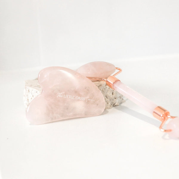 Rose Quartz Facial Roller & Gua Sha Sculpting Set