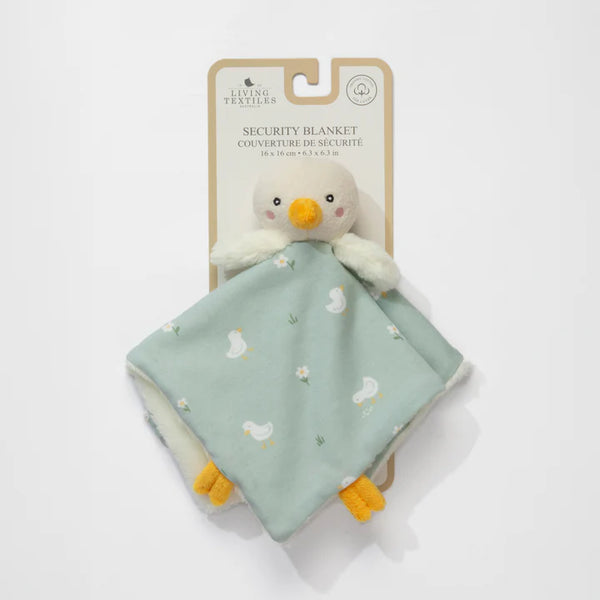Baby security blanket with duck design on a white background