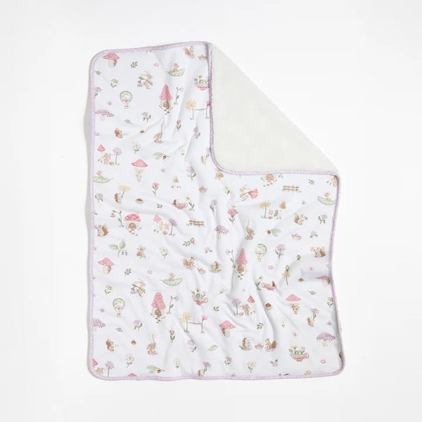 Baby blanket with a floral pattern on a white background