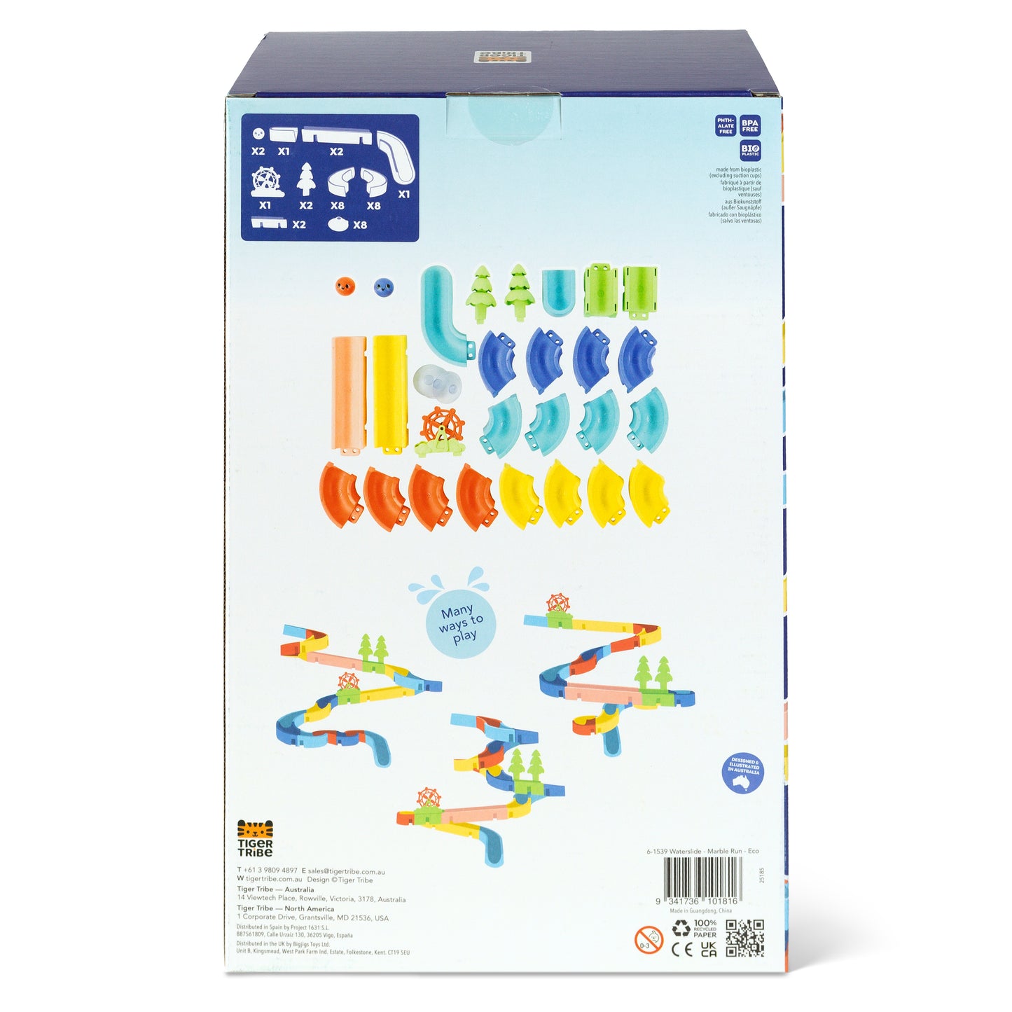 Tiger Tribe Waterslide Marble Run back box