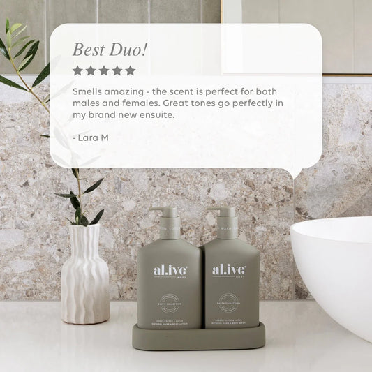al.ive body - Wash & Lotion Duo + Tray - Green Pepper & Lotus
