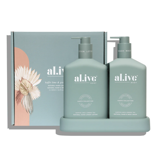 al.ive body - Wash & Lotion Duo + Tray - Kaffir Lime & Green Tea