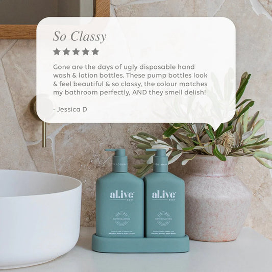 al.ive body - Wash & Lotion Duo + Tray - Kaffir Lime & Green Tea