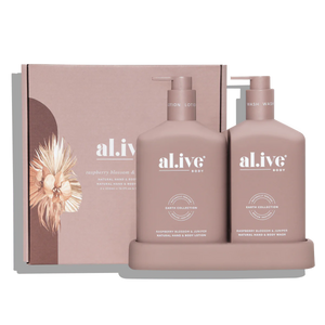 al.ive body - Wash & Lotion Duo + Tray - Raspberry Blossom & Juniper