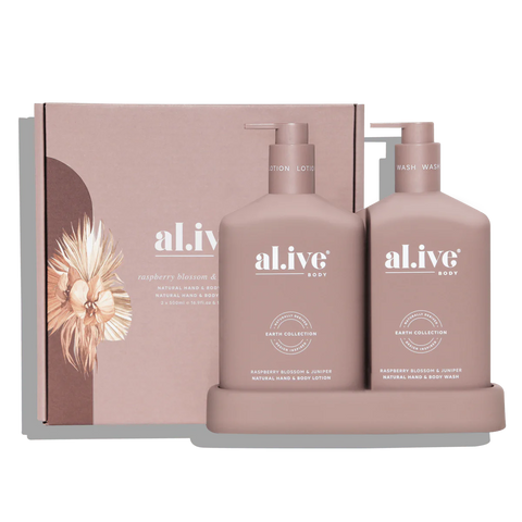 al.ive body - Wash & Lotion Duo + Tray - Raspberry Blossom & Juniper