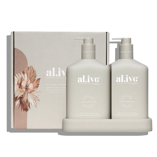 al.ive body - Wash & Lotion Duo + Tray - Sea Cotton & Coconut