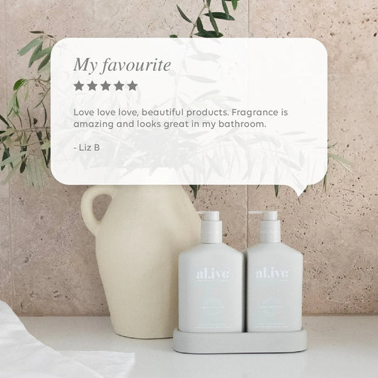 al.ive body - Wash & Lotion Duo + Tray - Sea Cotton & Coconut
