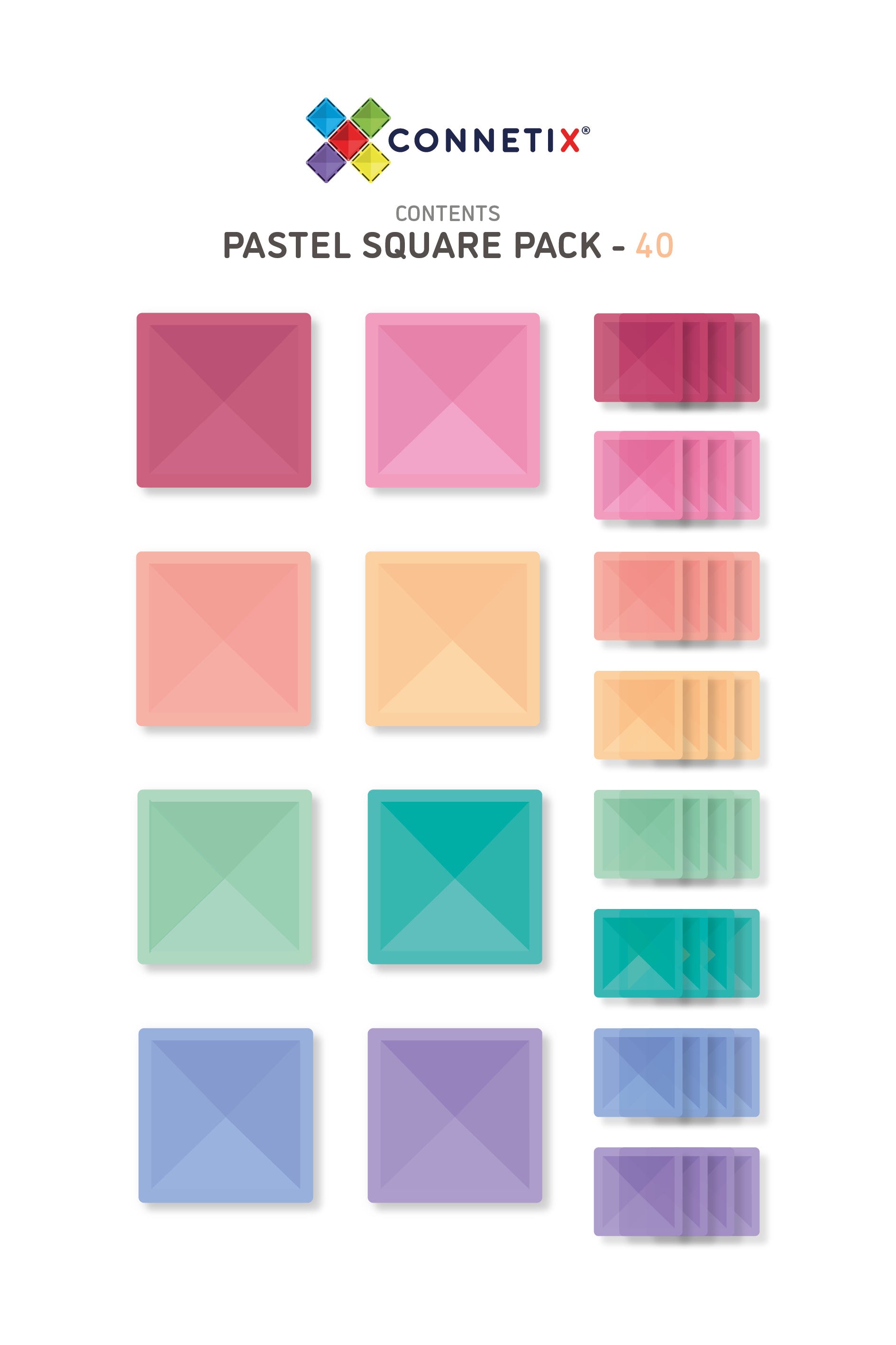 Connetix - 40 Piece Pastel Square Pack