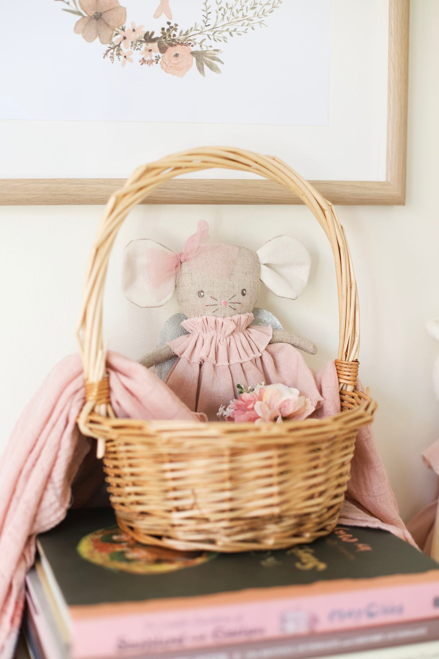 Alimrose - Angel Baby Mouse 25cm Pink Silver