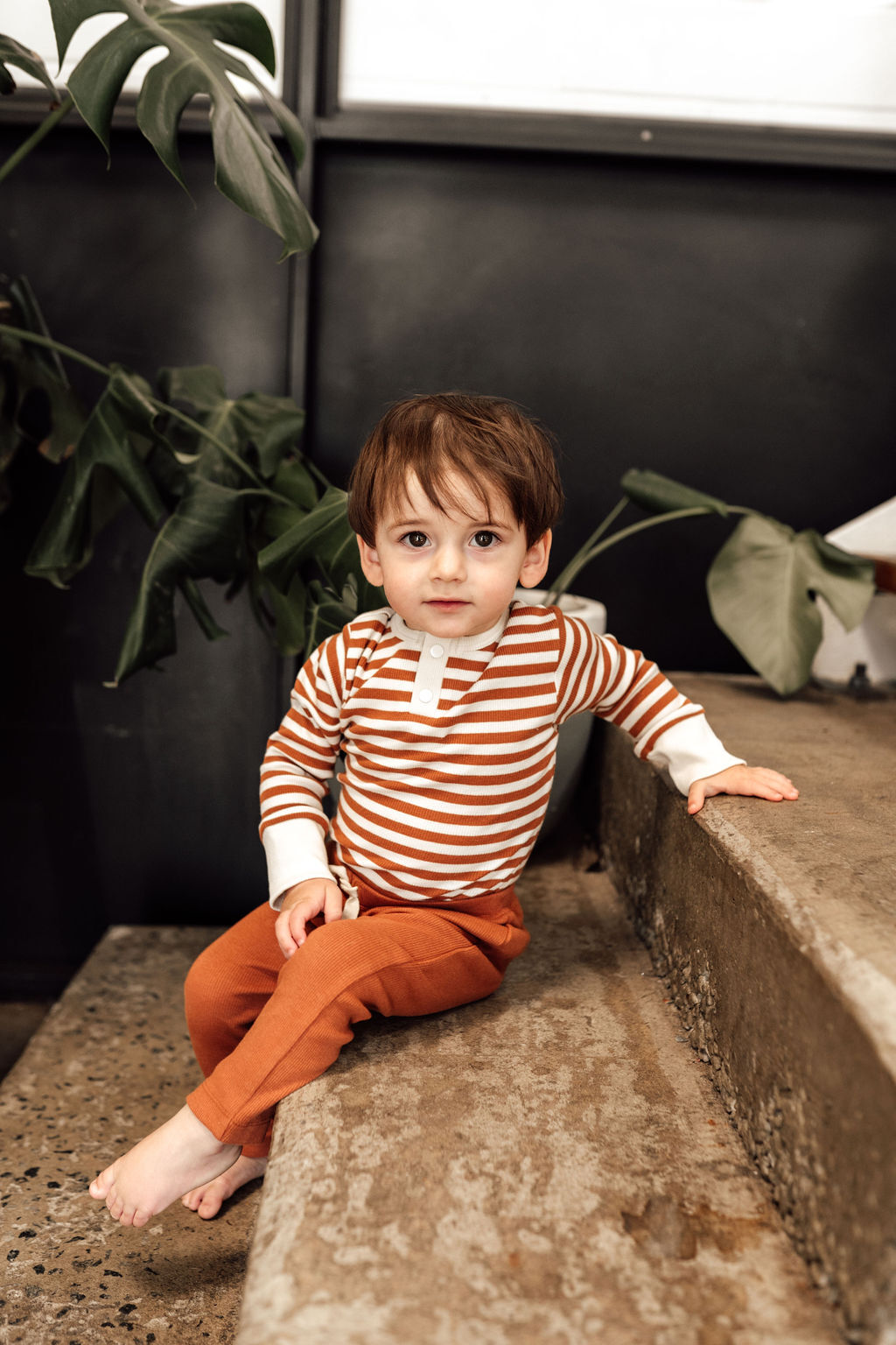 Snuggle Hunny Kids Biscuit Stripe Long Sleeve Bodysuit