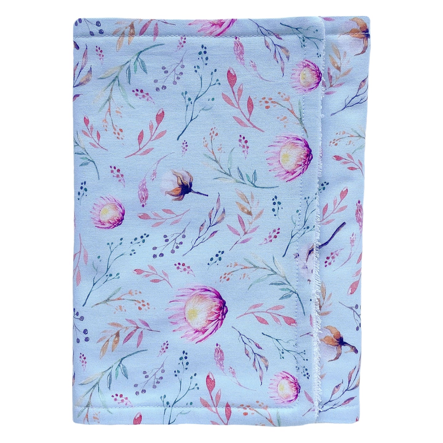 Little Bambino Bear - Handmade Baby Burp Cloth - Blue Floral