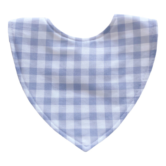Little Bambino Bear - Handmade Bib - Blue Gingham