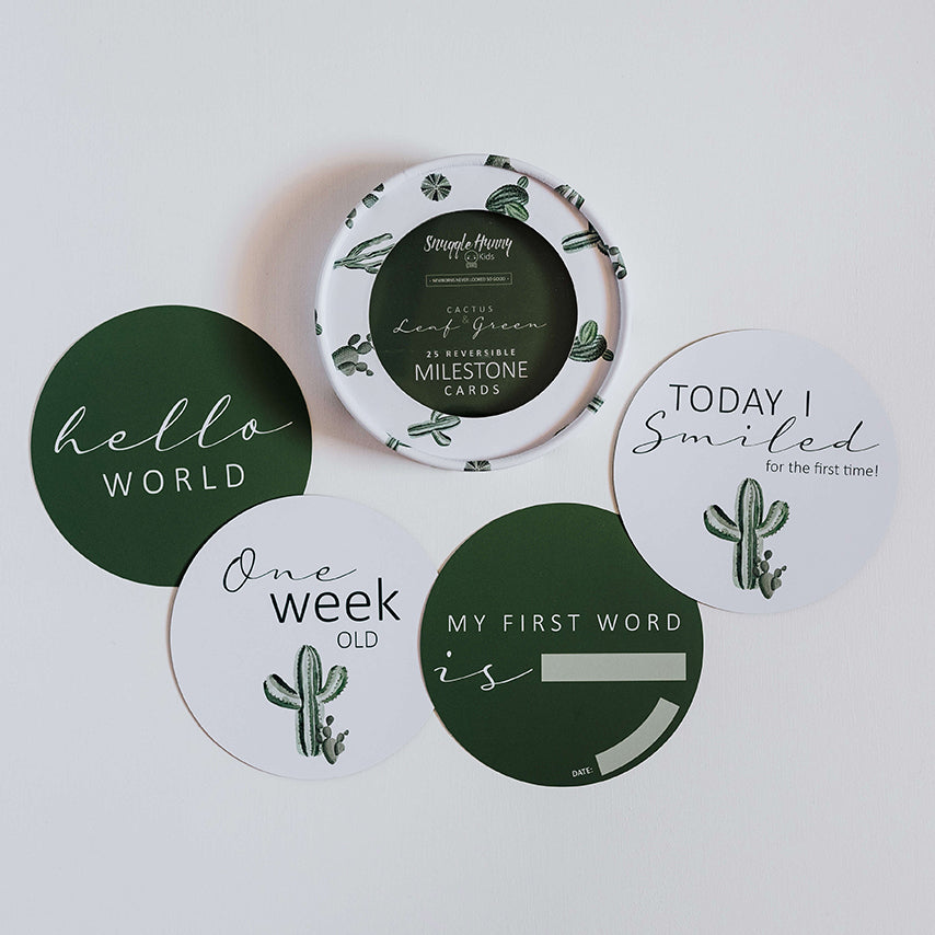 Cactus and Leaf Green Milestone Cards | Snuggle Hunny Kids