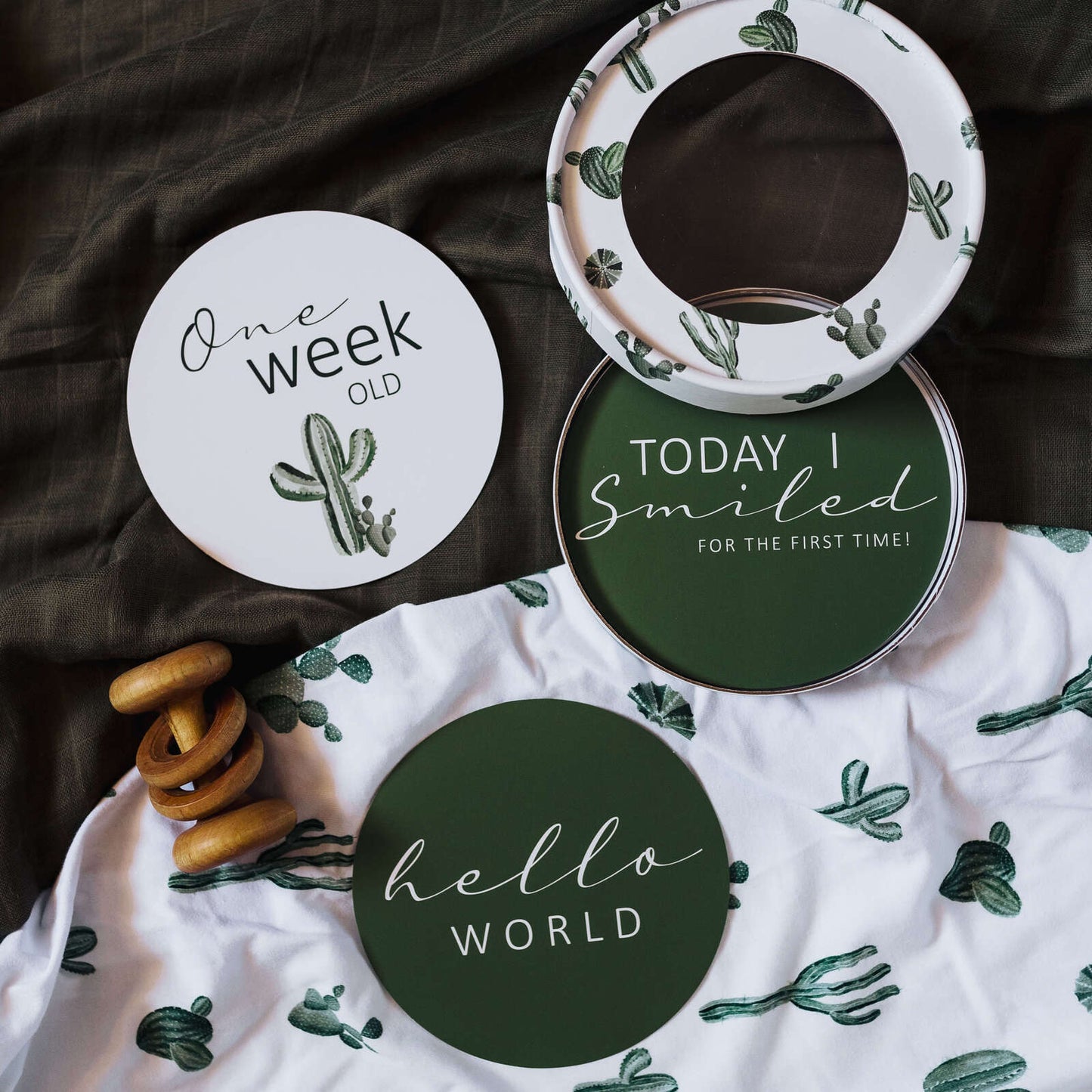 Cactus and Leaf Green Milestone Cards | Snuggle Hunny Kids