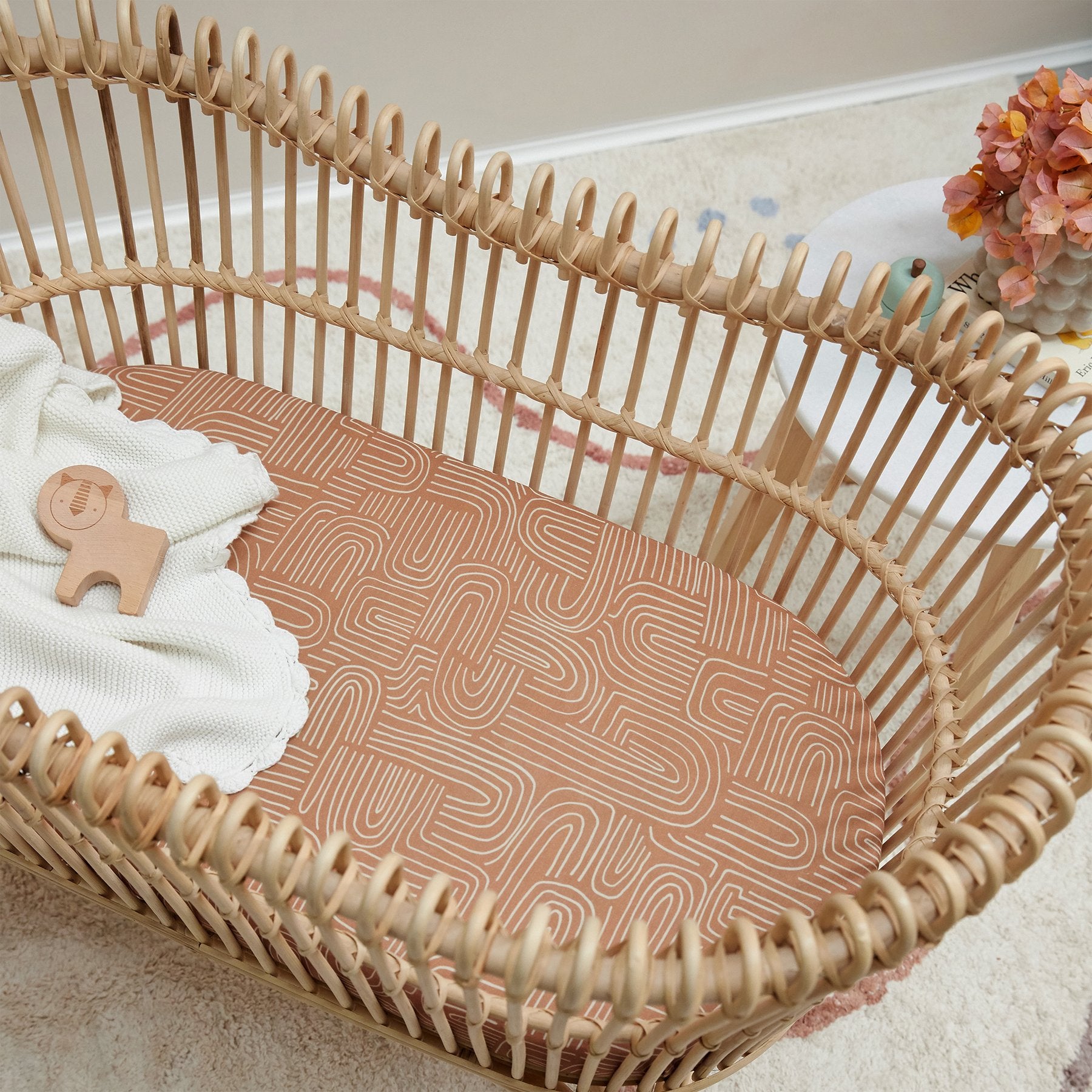 Mulberry Threads Fitted Bassinet Sheet - Clay Arches