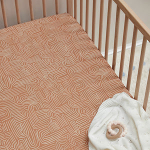 Mulberry Threads Jersey Fitted Cot Sheet - Clay Arches