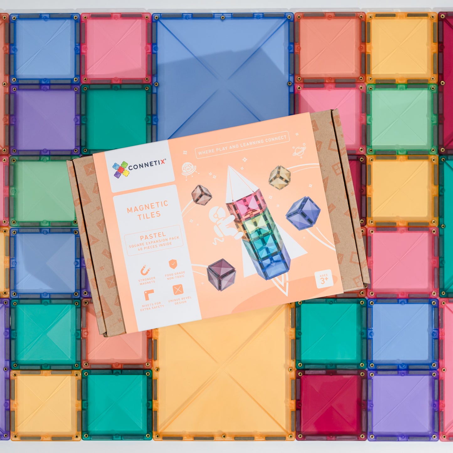 Connetix - 40 Piece Pastel Square Pack