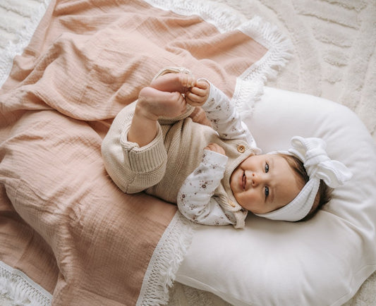 Dusty Rose Fringe Swaddle - Ziggy Lou