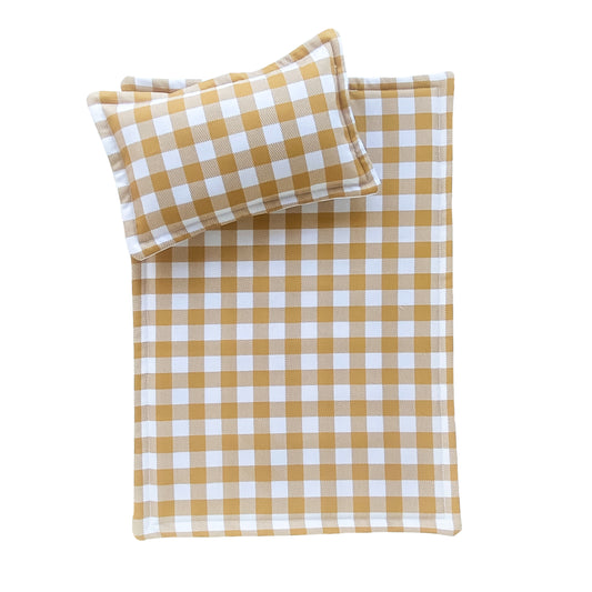 Little Bambino Bear - Doll Bedding Set - Honey Gingham
