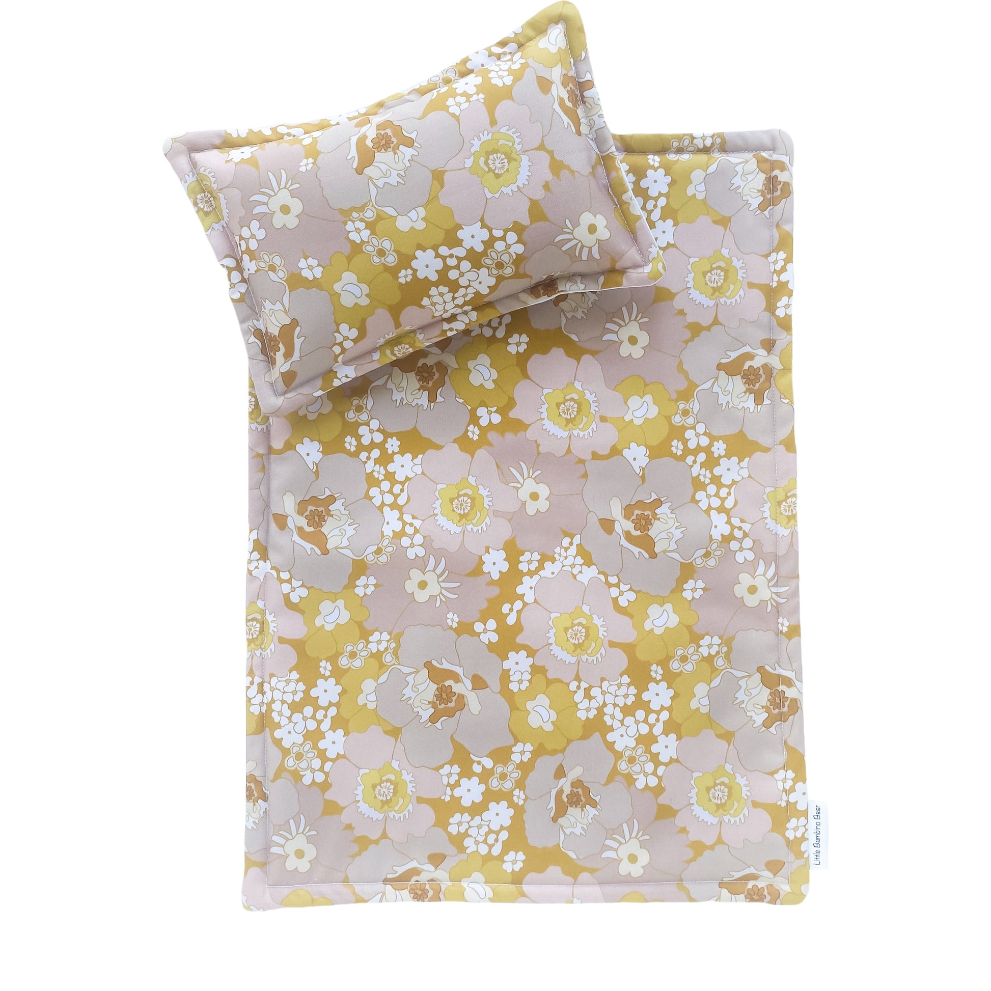 Little Bambino Bear - Doll Bedding Set - Retro Floral