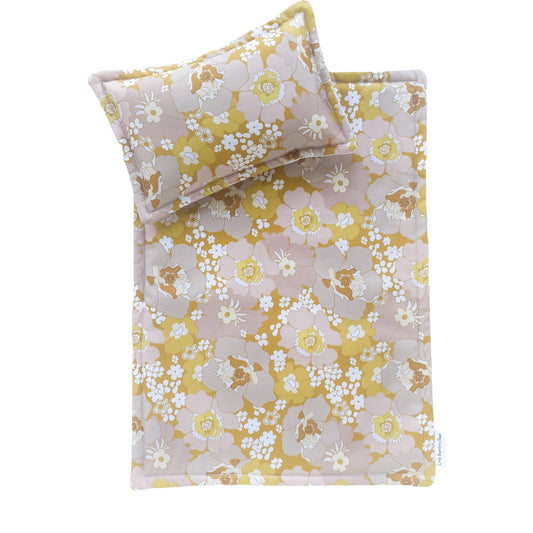 Little Bambino Bear - Doll Bedding Set - Retro Floral