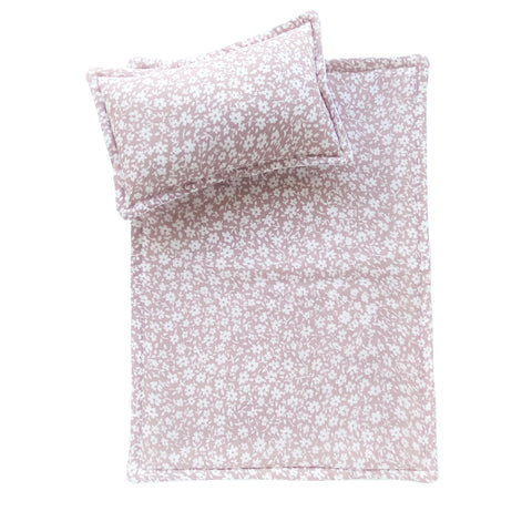Copy of Little Bambino Bear - Doll Bedding Set - Dusty Pink Floral 
