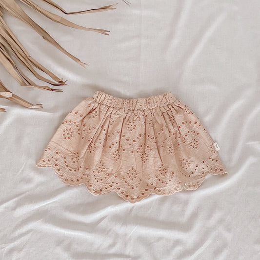 Broderie Anglaise Skirt - Hazlenut - India and Grace