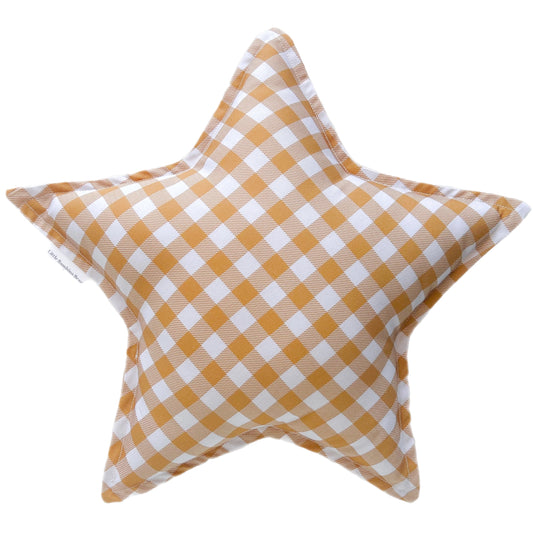 Honey Gingham Star Cushion - Little Bambino Bear