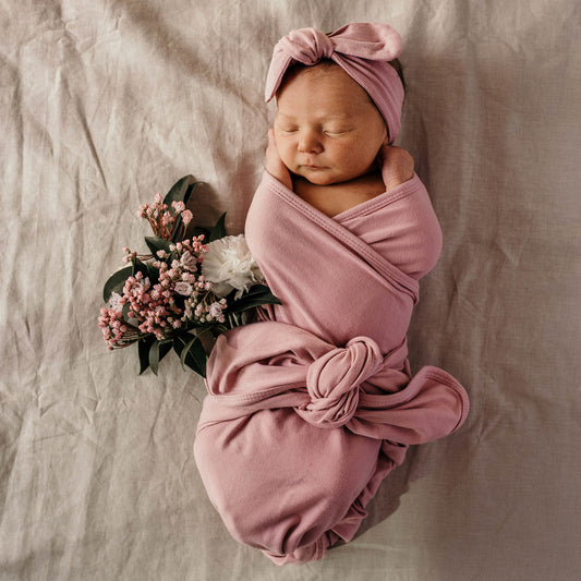 Jersey Wrap and Topknot Set - Jewel - Little Bambino Bear