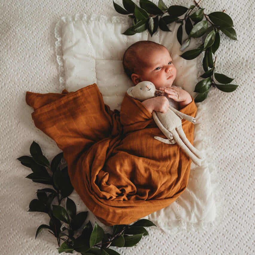 Organic Muslin Wrap - Bronze - Little Bambino Bear