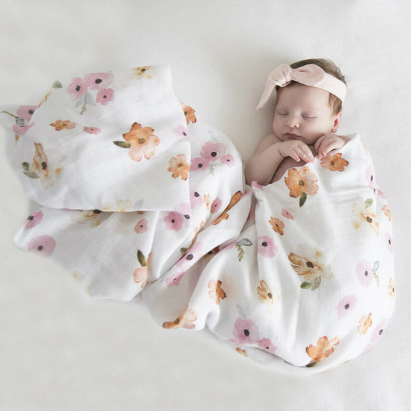 Organic Muslin Wrap - Poppy - Little Bambino Bear