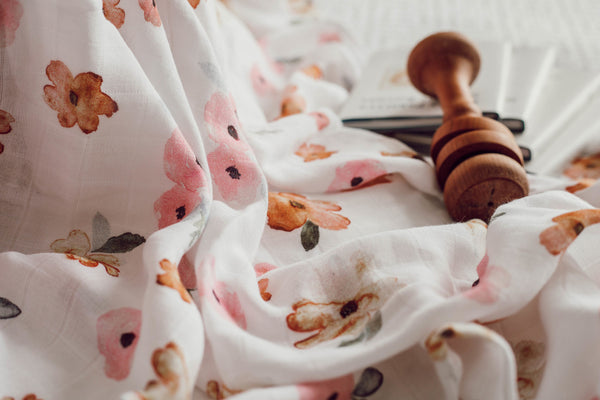 Organic Muslin Wrap - Poppy - Little Bambino Bear