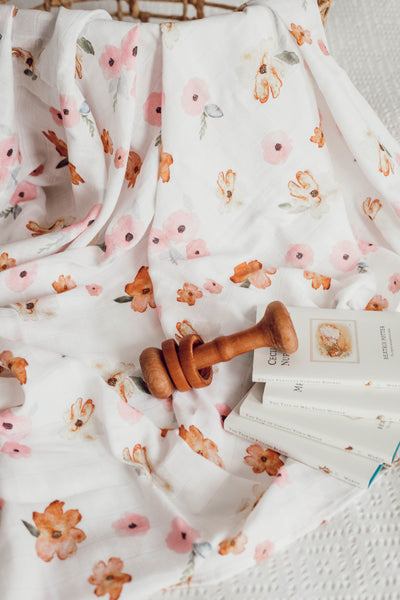 Organic Muslin Wrap - Poppy - Little Bambino Bear
