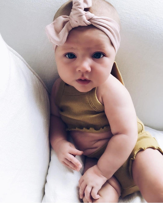 Baby Topknot Headband in Blush Pink - Little Bambino Bear