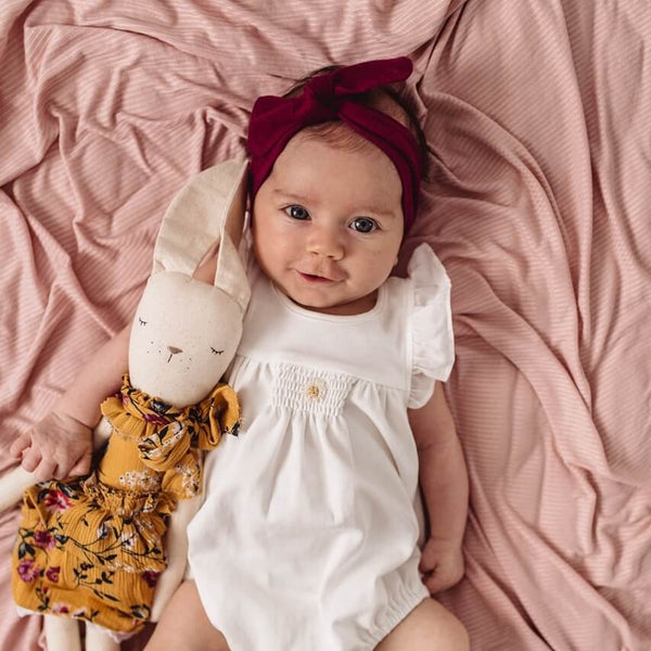 Baby Topknot Headband in Burgundy - Little Bambino Bear
