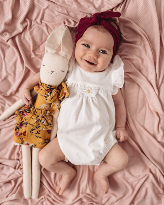 Baby Topknot Headband in Burgundy - Little Bambino Bear