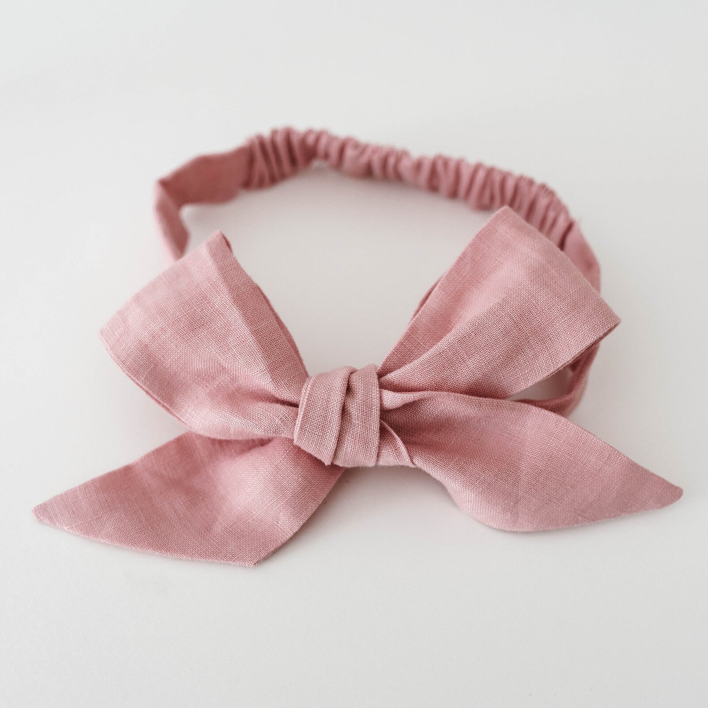 Linen Bow Pre-tied Headband Wrap - Dusty Pink - Little Bambino Bear