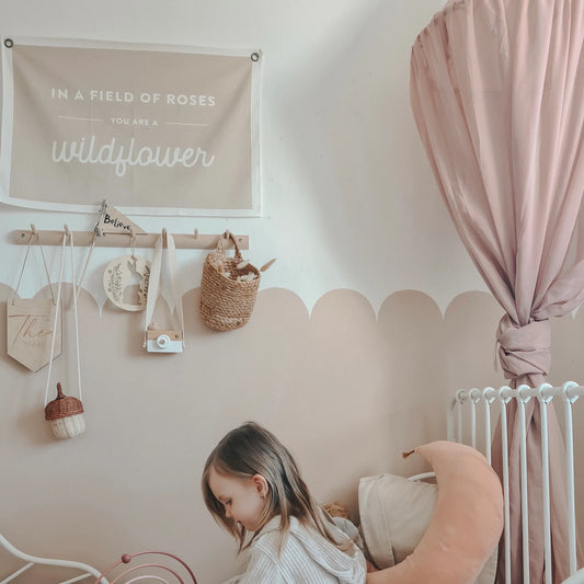 Leonie and the Leopard - In A Field of Rose Wall Banner