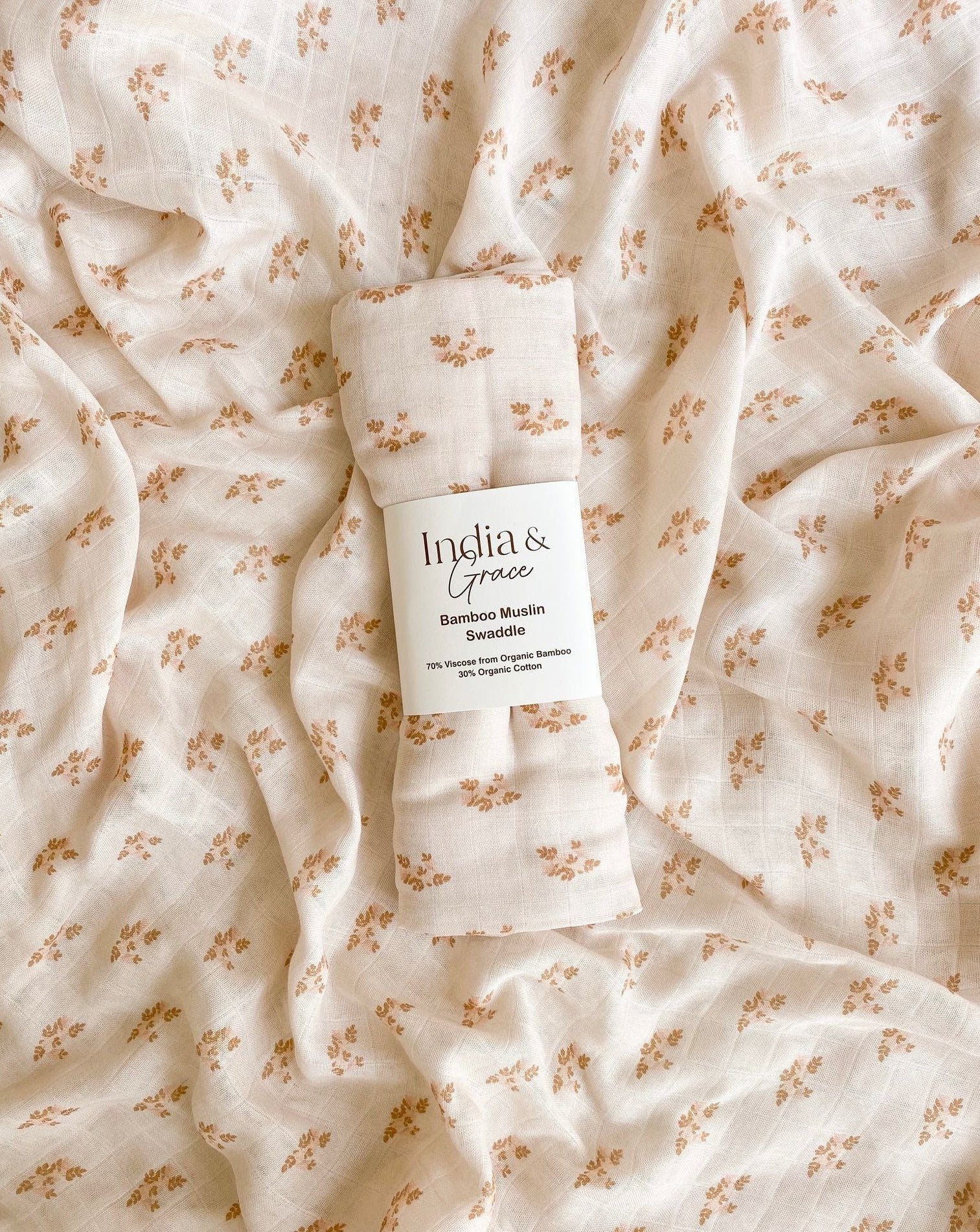 India and Grace - Organic Bamboo Cotton Swaddle - Floral