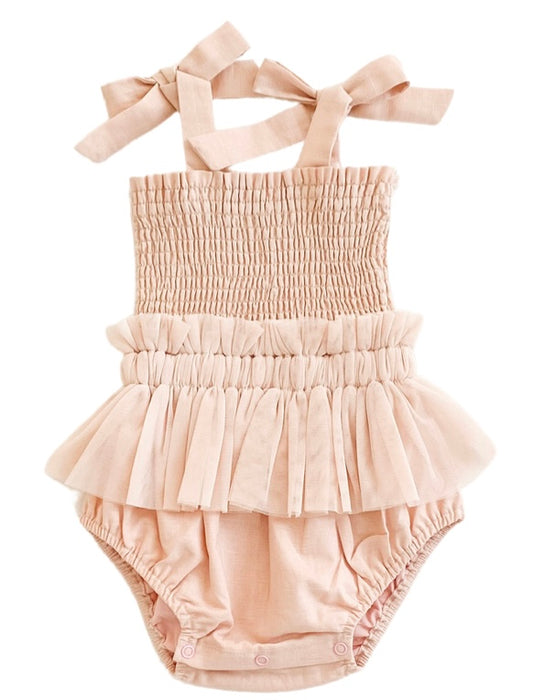 India and Grace - Shirred Tutu Romper - Champagne