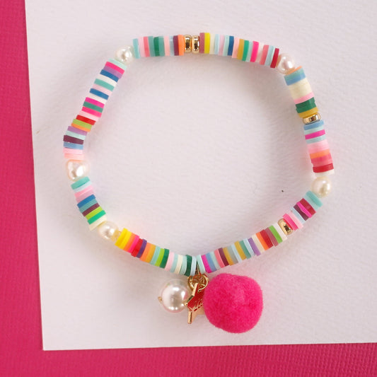 Lauren Hinkley - Rainbow Bracelet with Pom Pom and Pearl